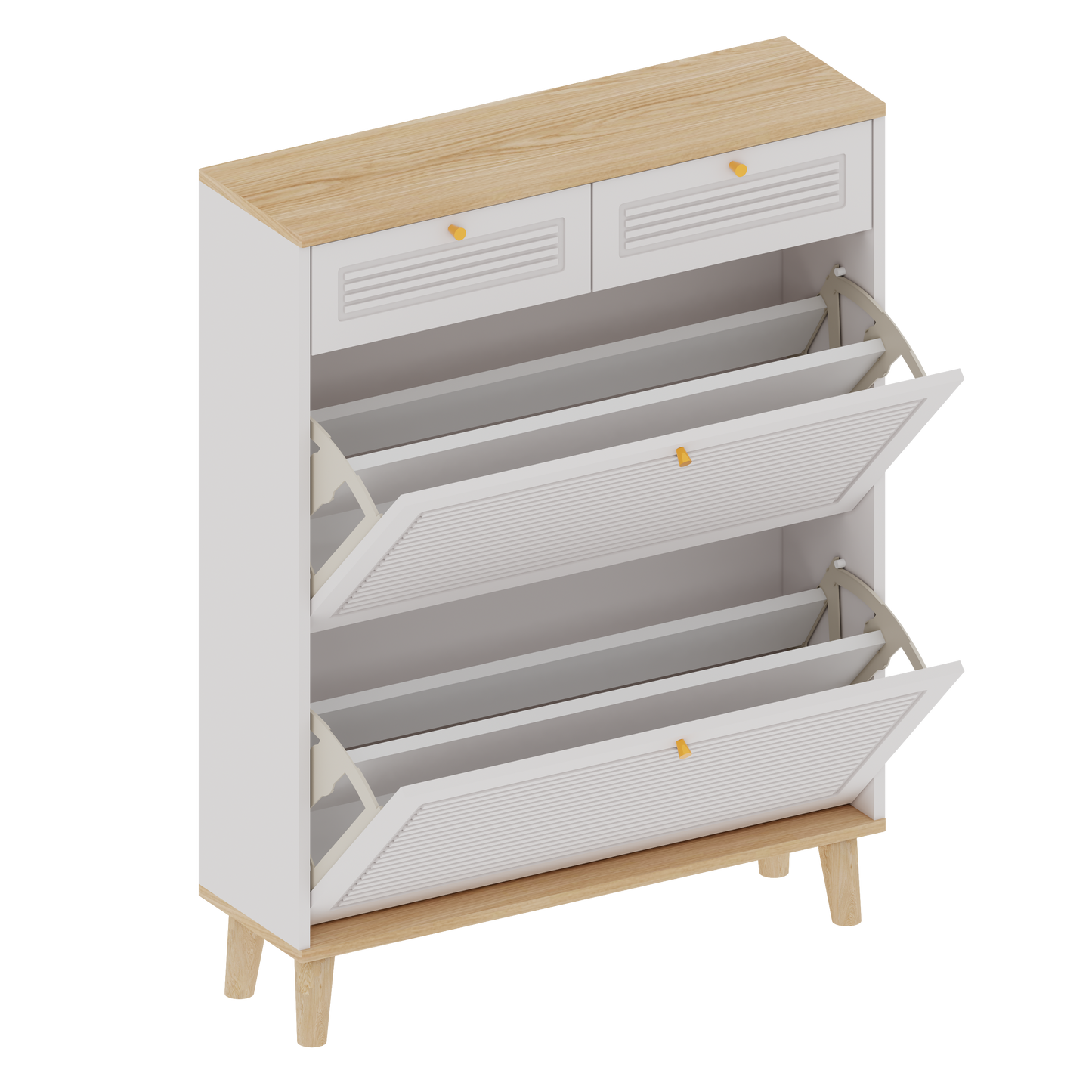 Shoe Cabinet With 2 Flip-Up Doors and 2 Drawers