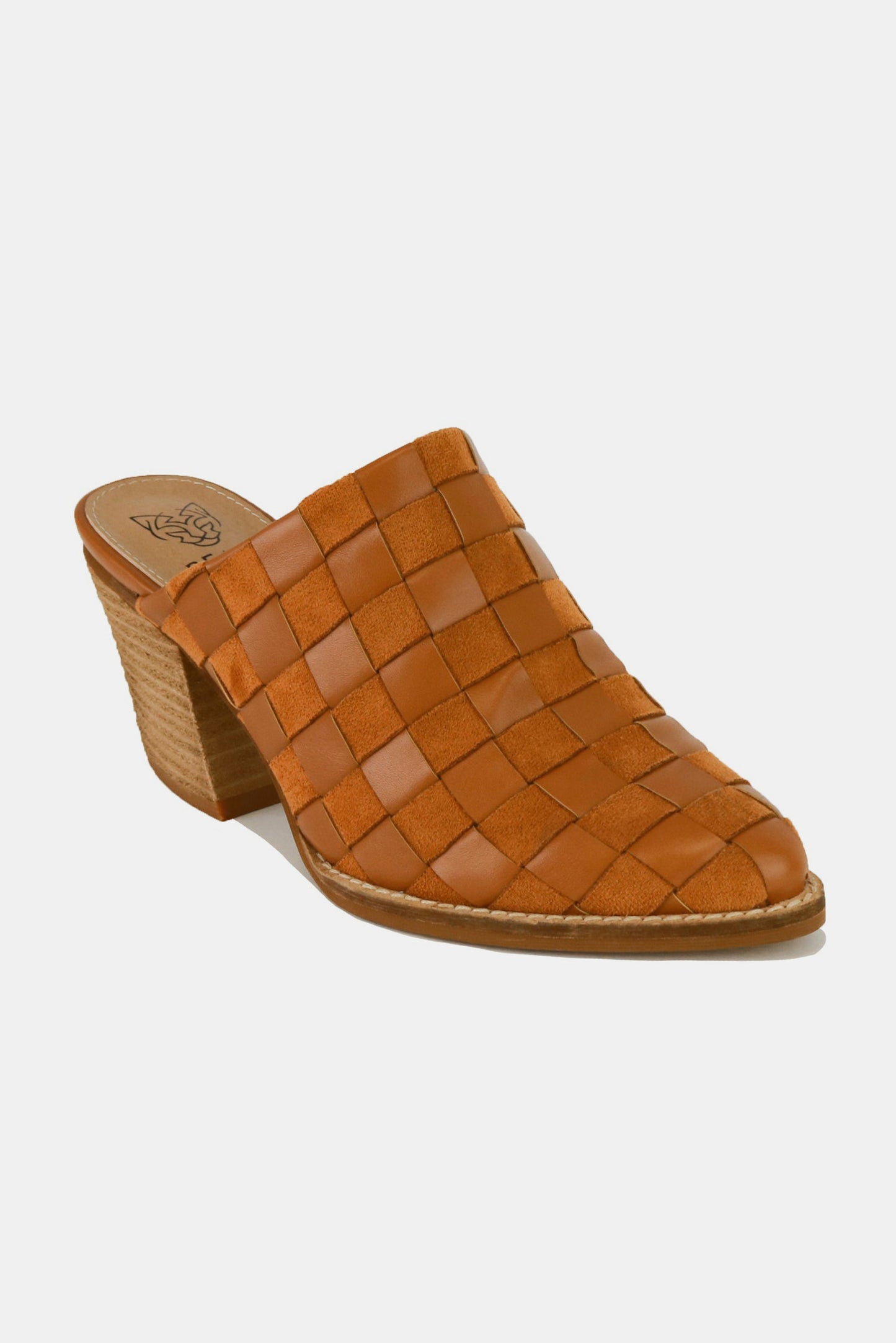 Checkerboard Block Heel Mule Shoes