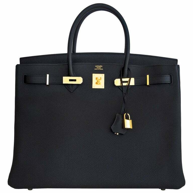 Hermes Black 40cm Birkin Togo Gold Hardware Bag