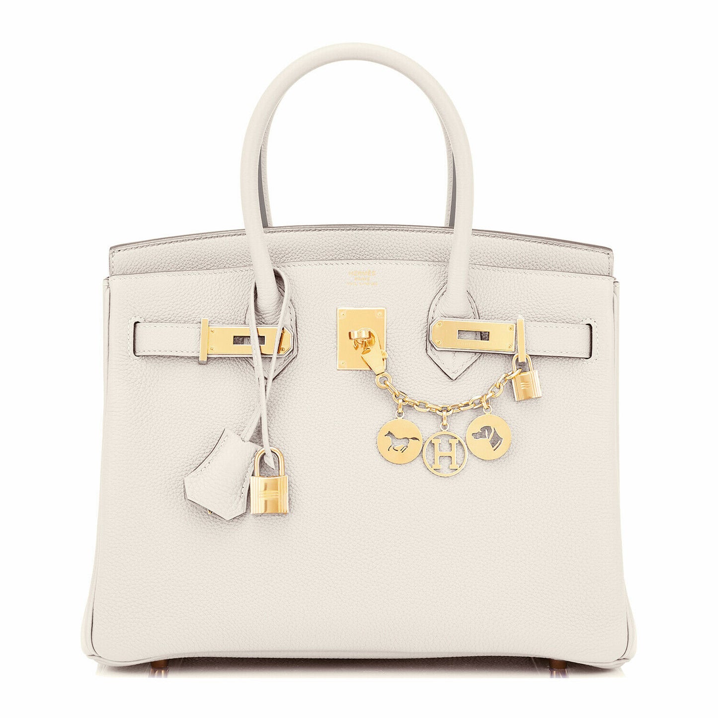 Hermes Craie Birkin 30cm Togo Gold Hardware Chalk Off White Bag Z Stamp, 2021