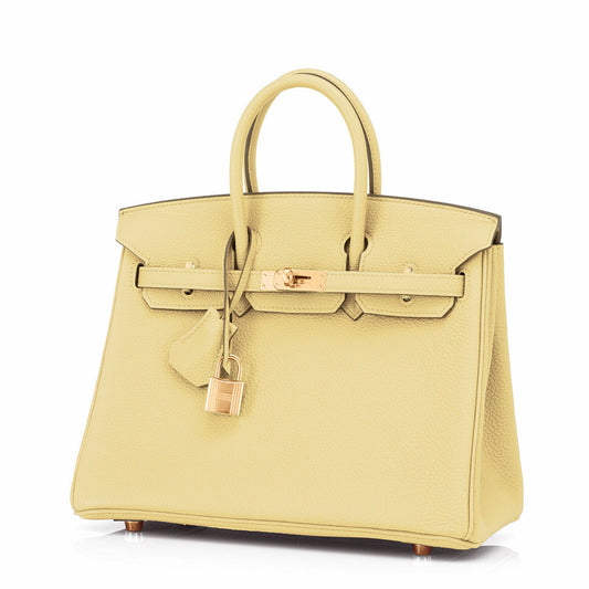 Hermes Birkin 25 Jaune Poussin Togo Yellow Gold Hardware Bag Z Stamp, 2021