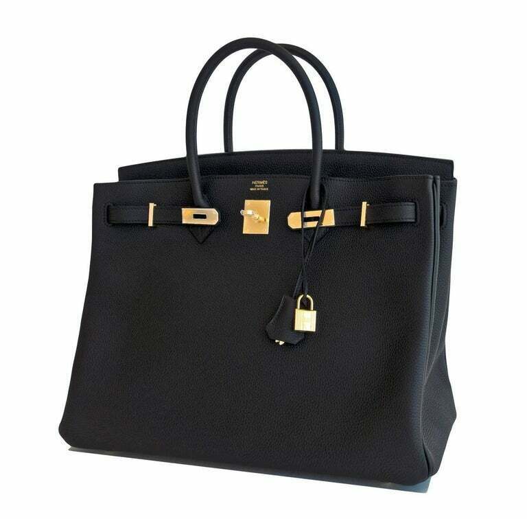 Hermes Black 40cm Birkin Togo Gold Hardware Bag
