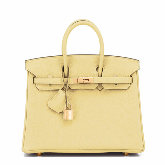 Hermes Birkin 25 Jaune Poussin Togo Yellow Gold Hardware Bag Z Stamp, 2021