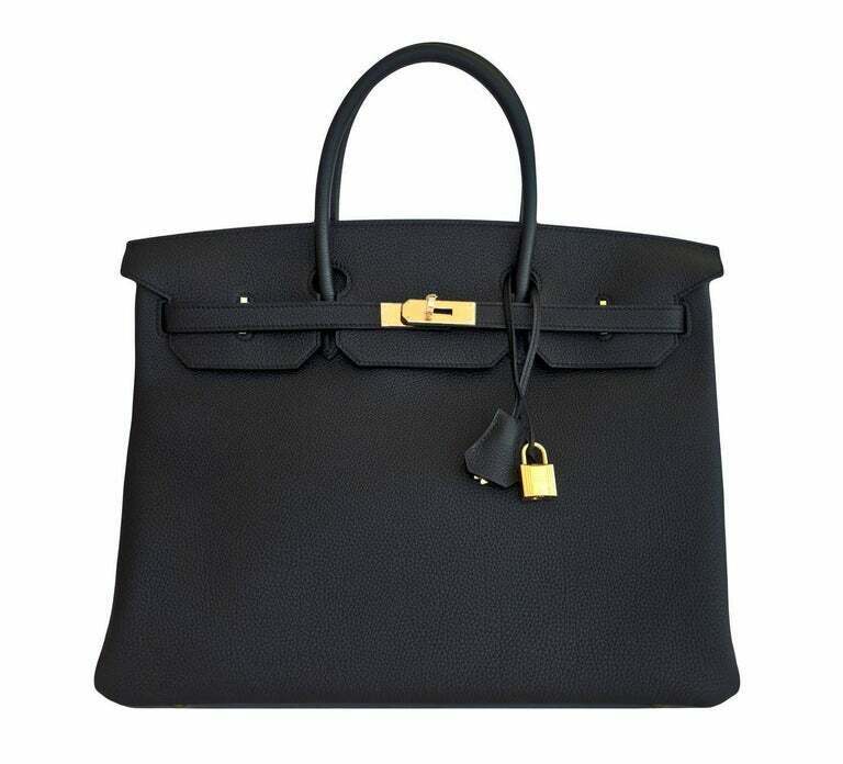 Hermes Black 40cm Birkin Togo Gold Hardware Bag