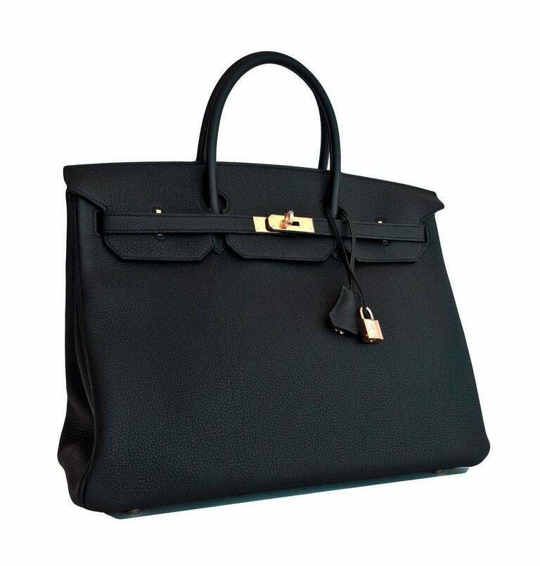 Hermes Black 40cm Birkin Togo Gold Hardware Bag