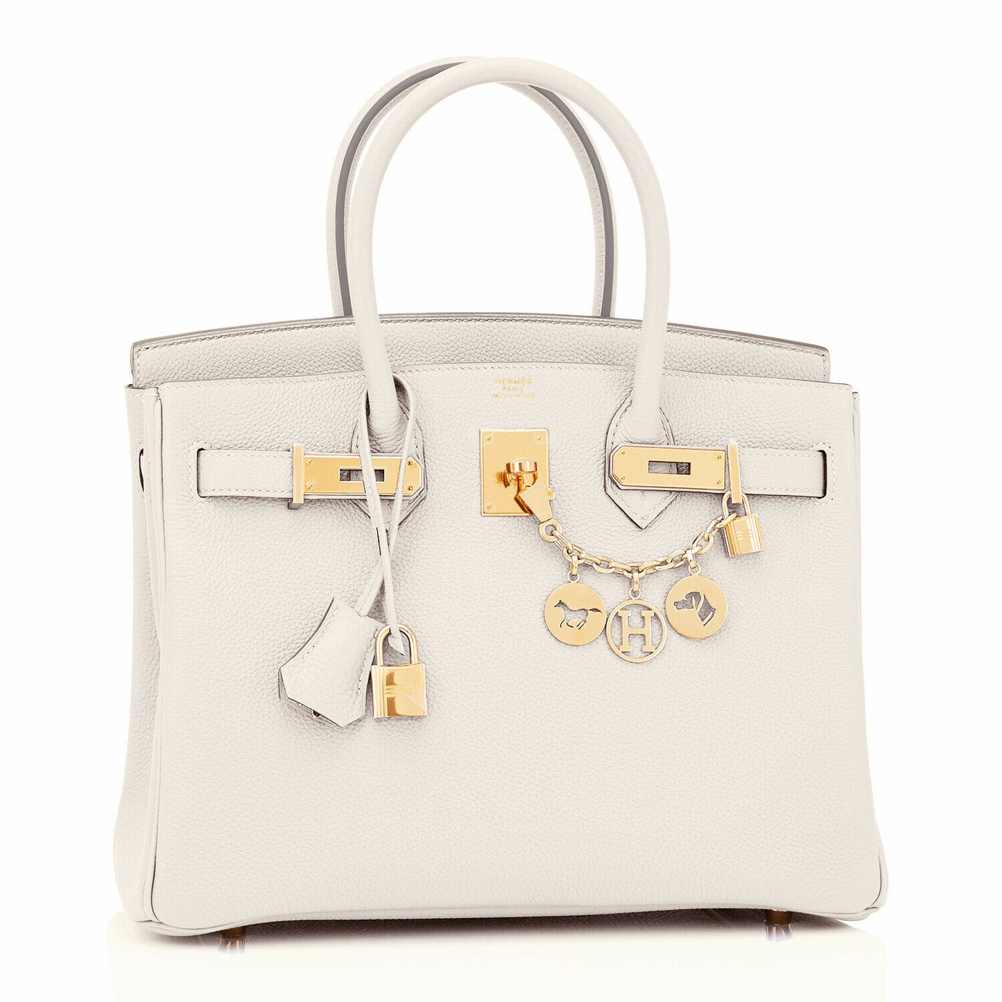 Hermes Craie Birkin 30cm Togo Gold Hardware Chalk Off White Bag Z Stamp, 2021