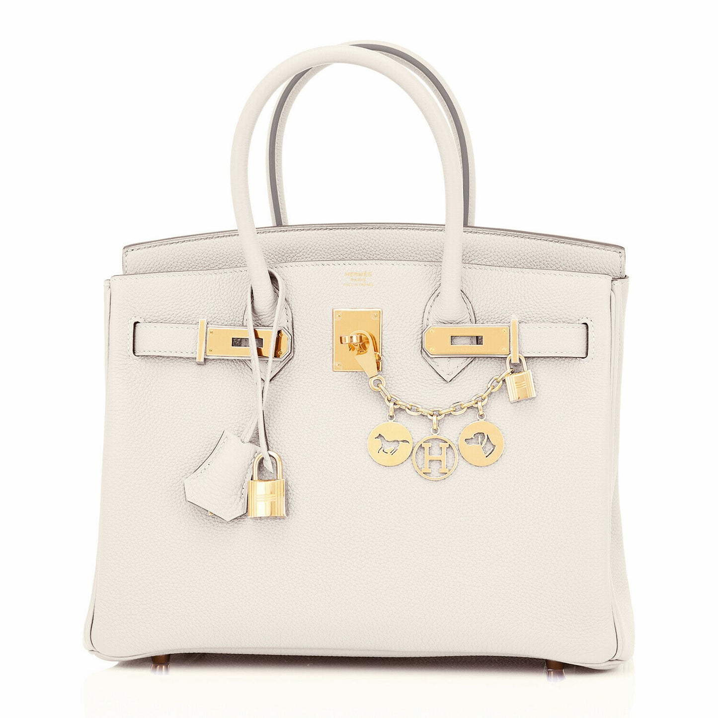 Hermes Craie Birkin 30cm Togo Gold Hardware Chalk Off White Bag Z Stamp, 2021