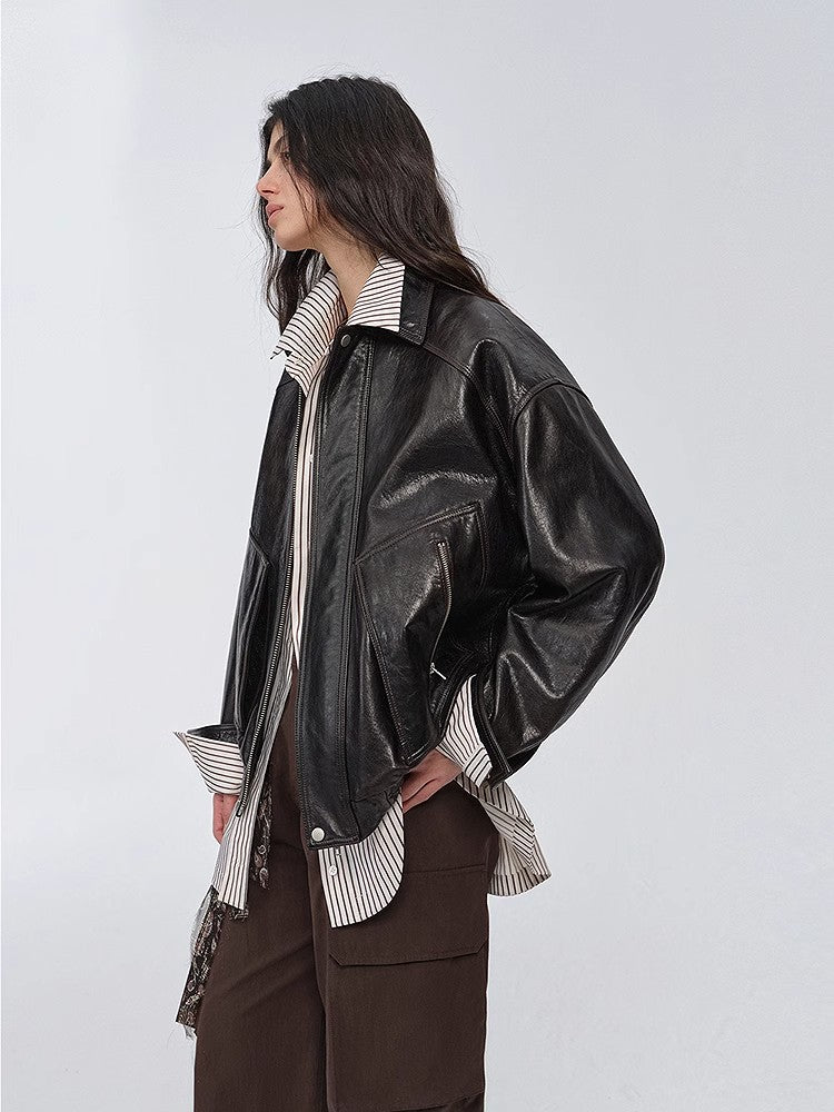 Leather Bomber Jacket