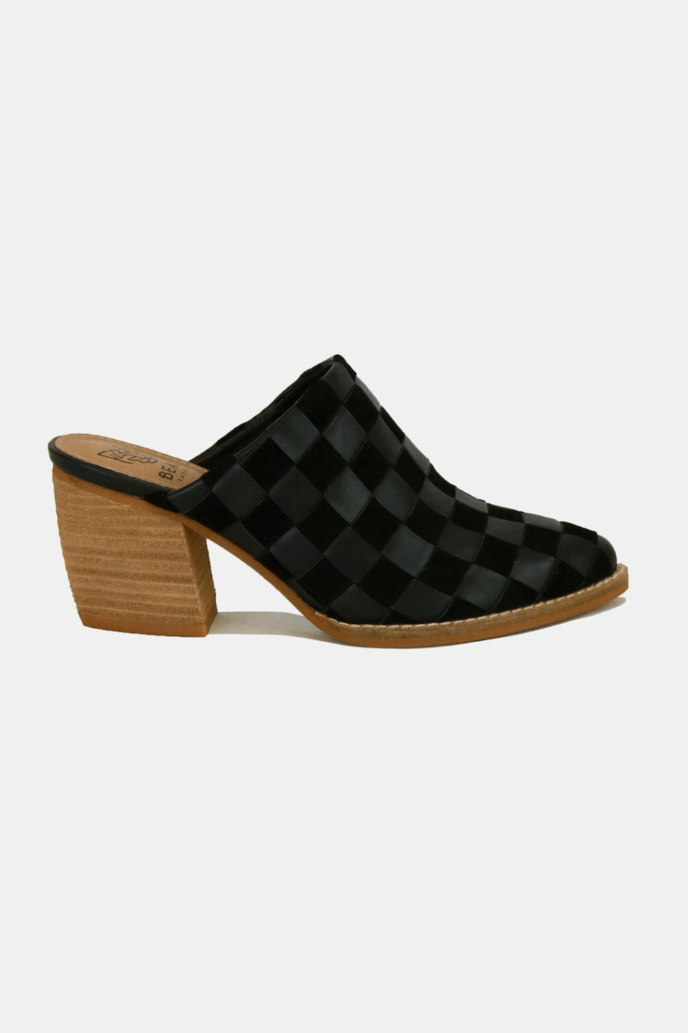 Checkerboard Block Heel Mule Shoes