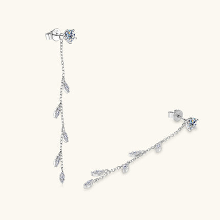 1.38 Carat Moissanite 925 Sterling Silver Leaf Earrings - Yvelines’s