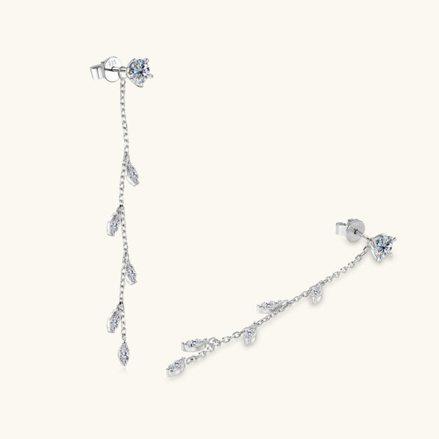 1.38 Carat Moissanite 925 Sterling Silver Leaf Earrings - Yvelines’s