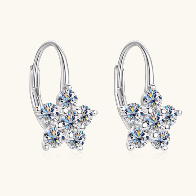 1.2 Carat 925 Sterling Silver Moissanite Flower Huggie Earrings - Yvelines’s