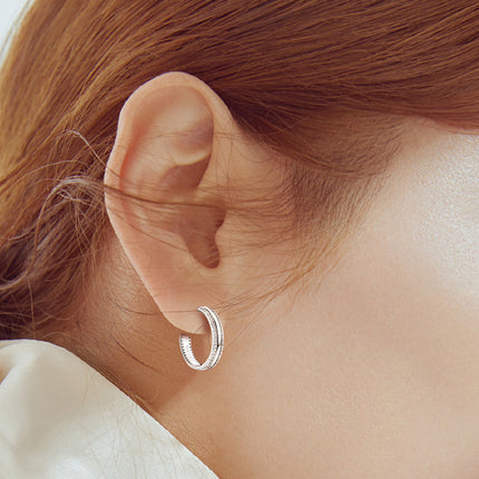 925 Sterling Silver Inlaid Moissanite C-Hoop Earrings - Yvelines’s