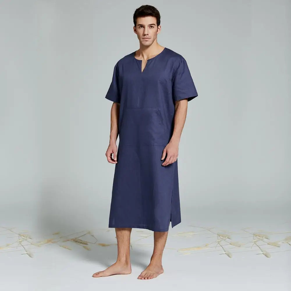Mens Natural Linen Cotton Ultra Long Floor Length Robes