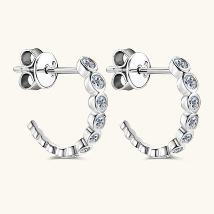 Inlaid Moissanite 925 Sterling Silver C-Hoop Earrings - Yvelines’s